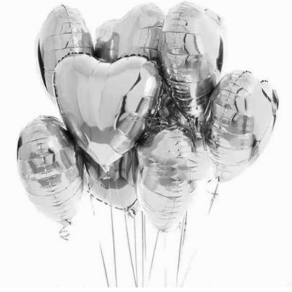 9 Gümüş Folyo Kalp Uçan Balon-zc449 Resim 1