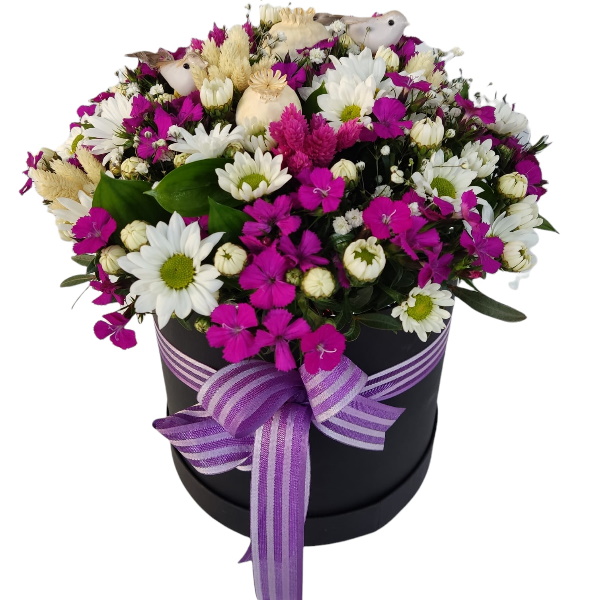 Antalya Çiçek Gönder Silindir Kutuda Kırçiçeği Arajman-zc403