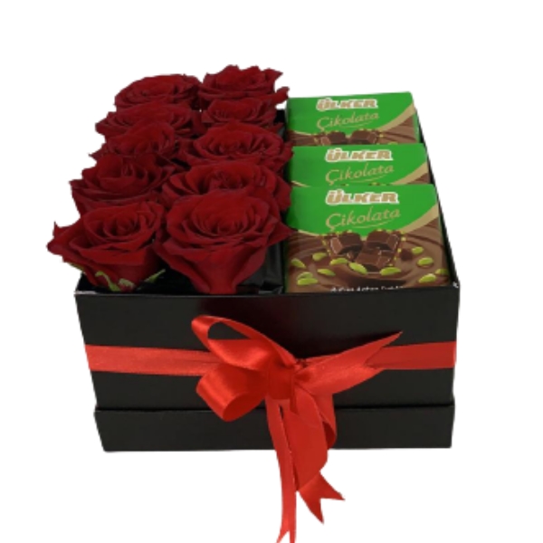  Antalya Çiçekçiler kutuda Gül & Çikolata-zc322