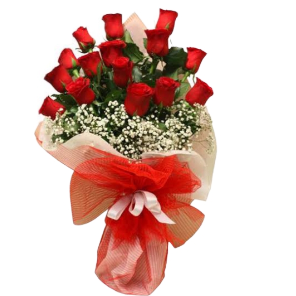  Antalya Çiçek Siparişi 15 Kırmızı Gülden Buket-zc5