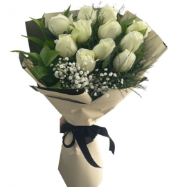 Antalya Çiçek Gönder 11 Beyaz Gülden Buket-zc266