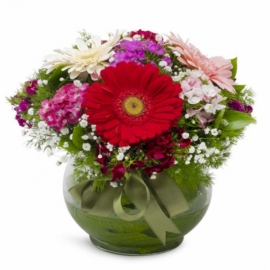 Antalya Çiçekçi Fanusta Kır Çiçekleri-zc230